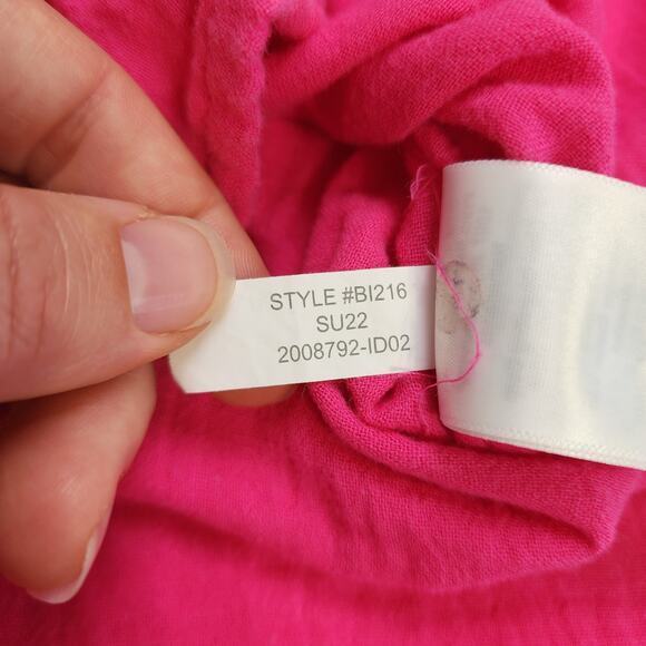 J Crew Factory Womens Double Gauze Button Up Shirt Size Med Fuchsia Pink Cotton - Picture 9 of 11